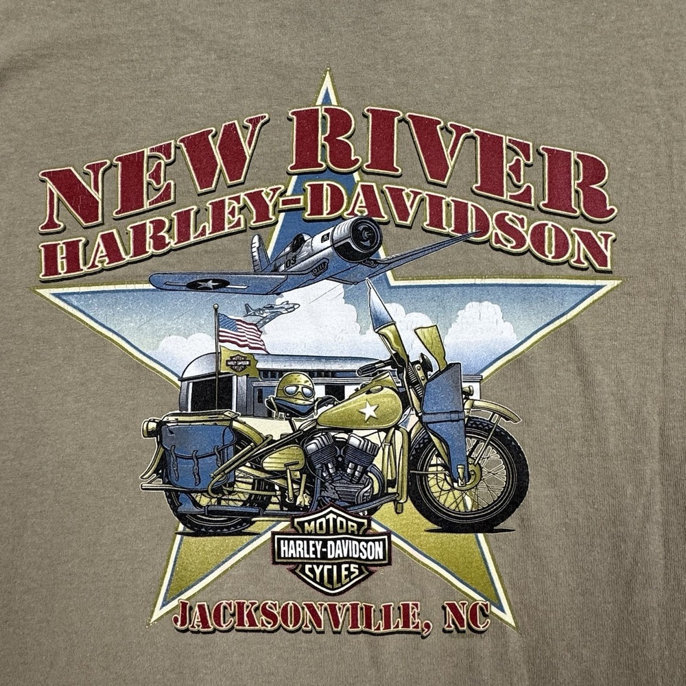 Harley Davidson T-shirt Men's Large New River Jacksonville NC Military Fighter